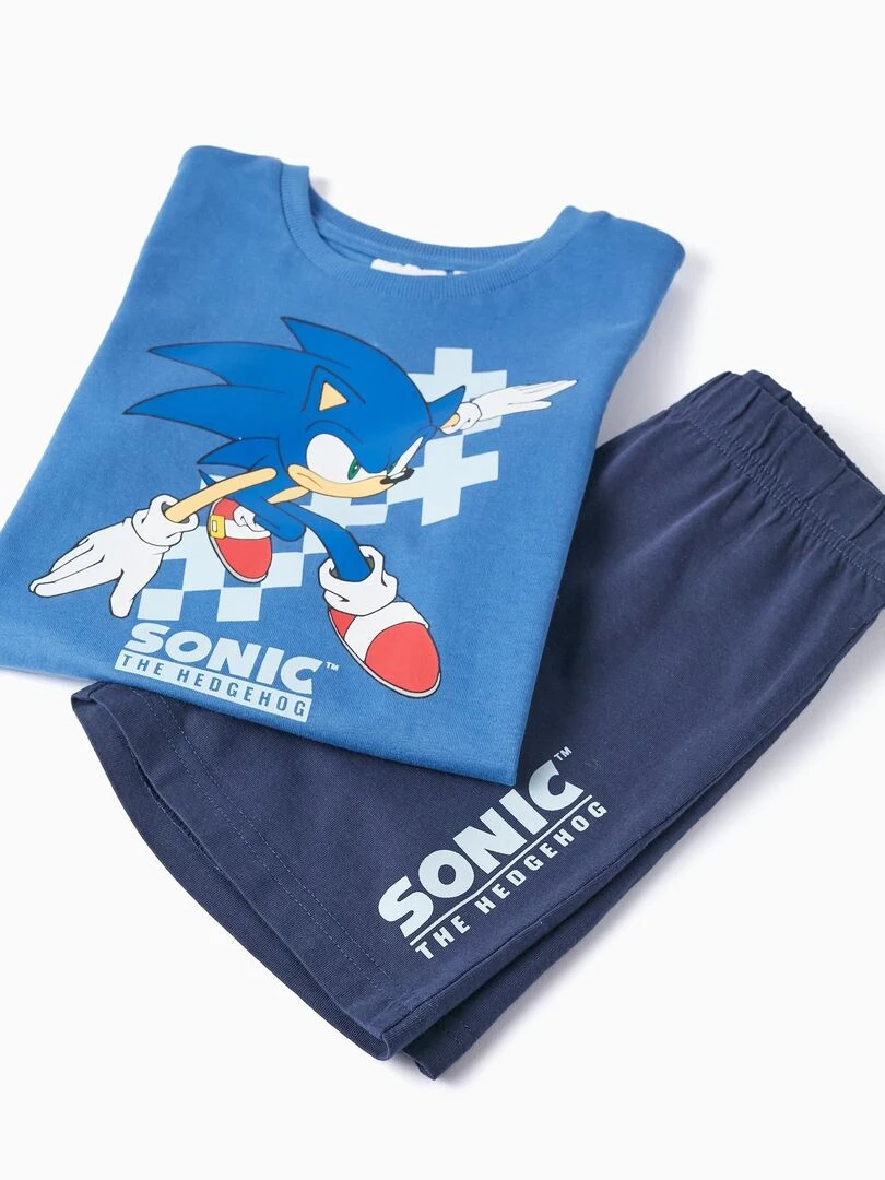 T Shirt + Short en Coton pour Garçon 'Sonic' manches courtes   Bleu