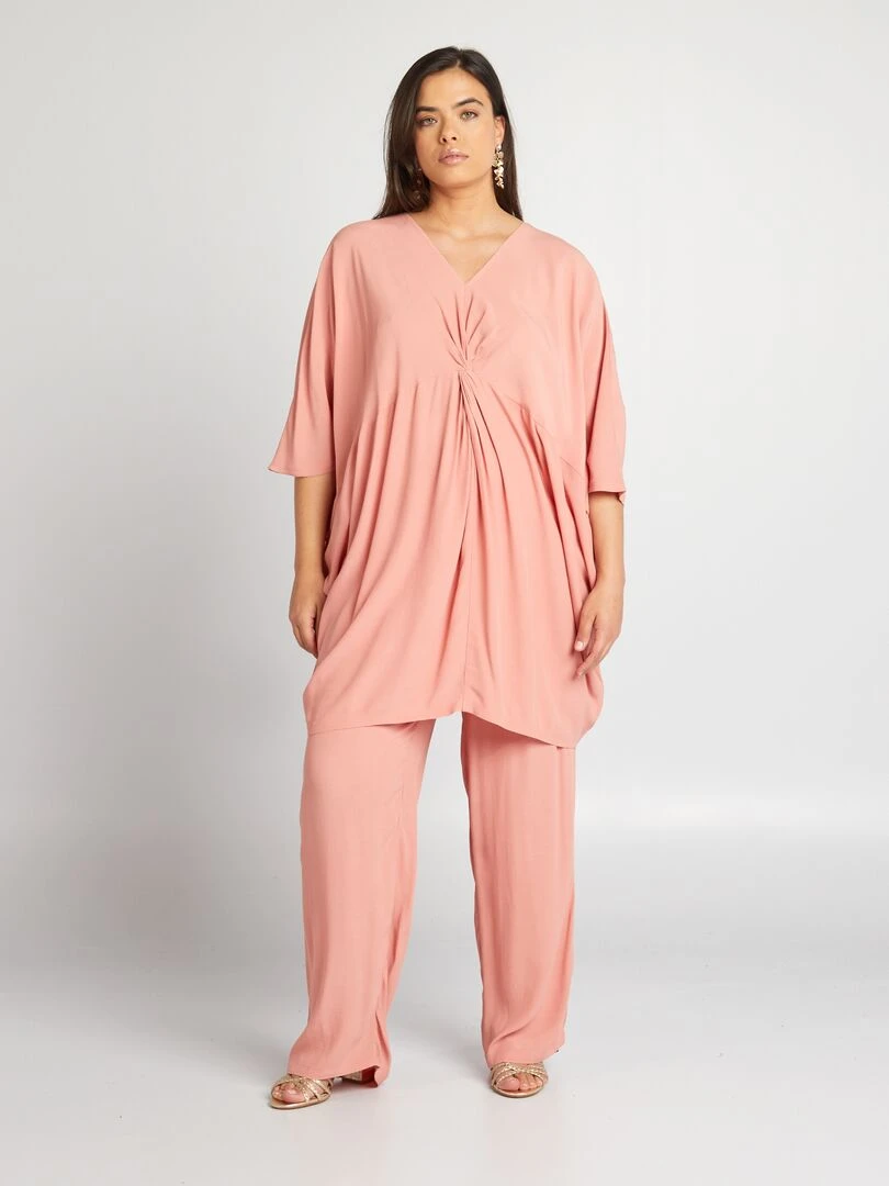 Blouse en matière crêpée Rose