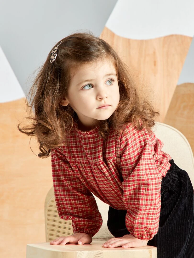 Blouse en flanelle à carreaux écossais Rouge