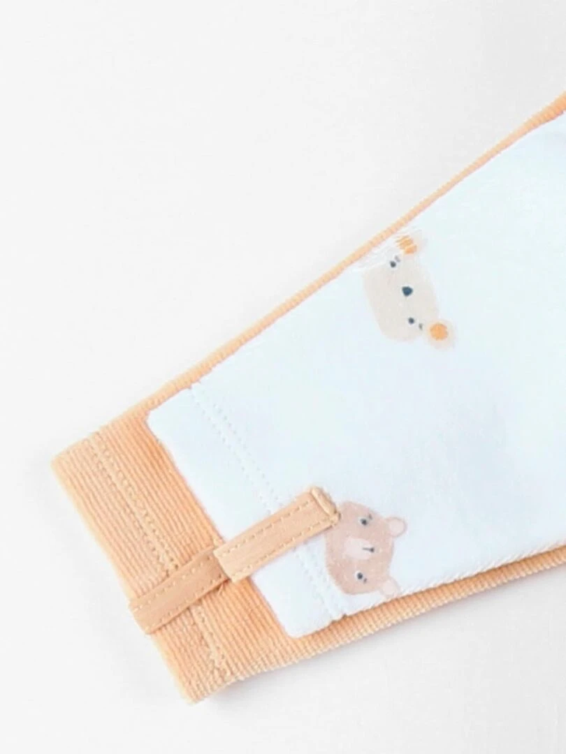 Set de 2 pyjamas 1 pièce en velours  écru/abricot   Noukie's   Beige