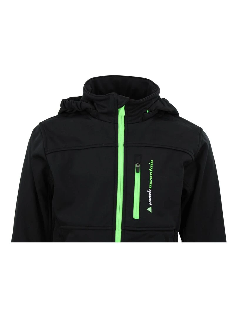 Blouson softshell garçon ECANNE   PEAK MOUNTAIN   Noir Vert