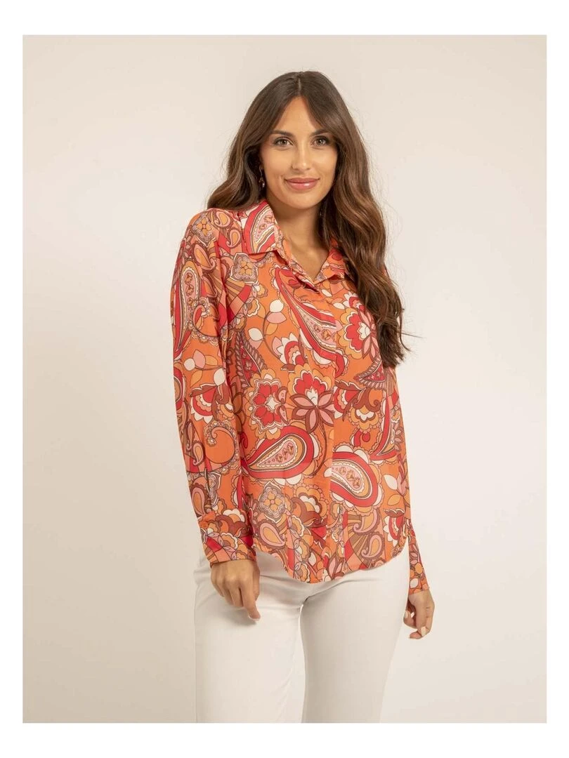 Chemise voile motifs ONICHI Orange