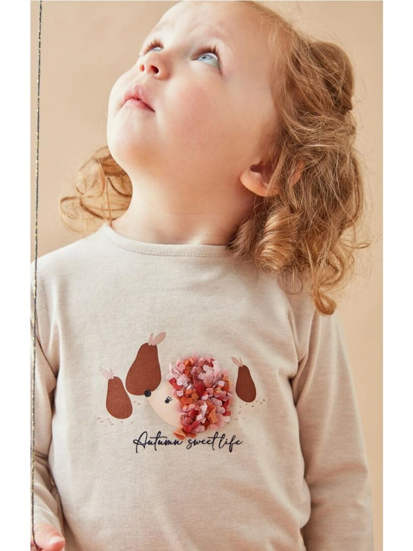 T shirt hérisson chiné Noukie's Beige