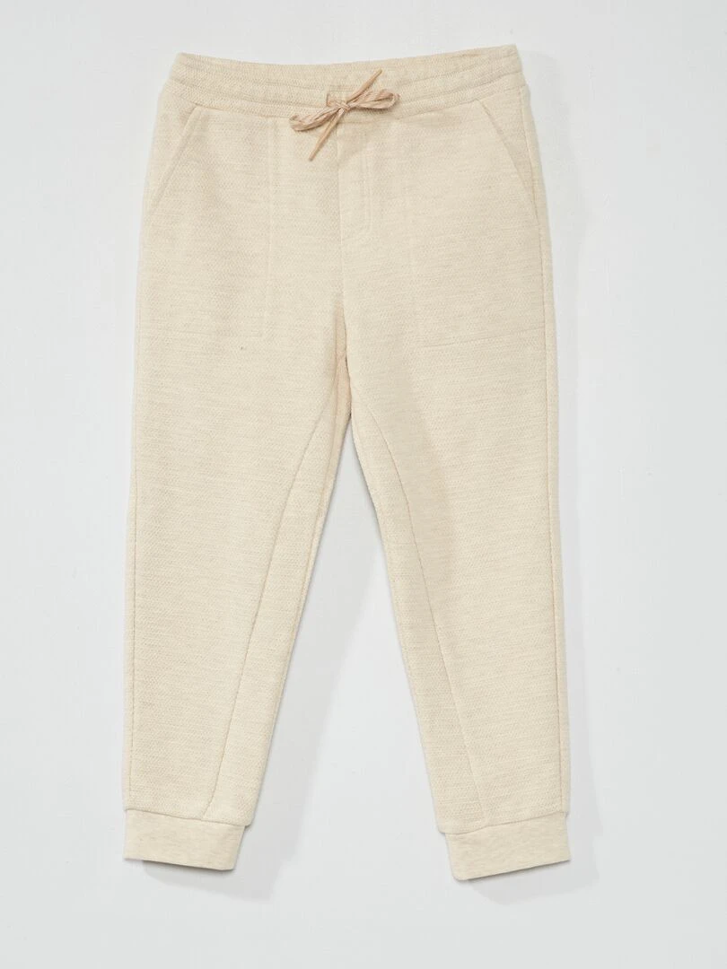 Pantalon de jogging en piqué de coton Coupe + confortabe Beige