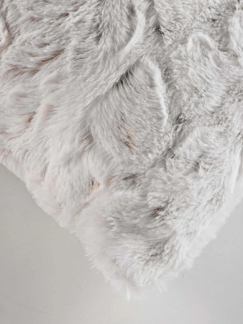 Housse de coussin imitation fourrure   Blanc