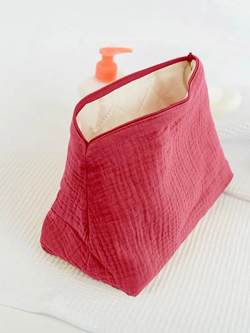 Trousse de Toilette en Coton Bio Fraise Rouge
