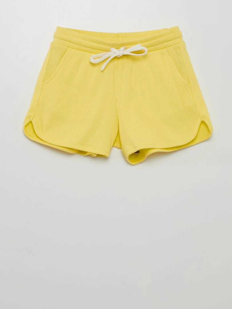 Short côtelé avec liens à nouer   jaune