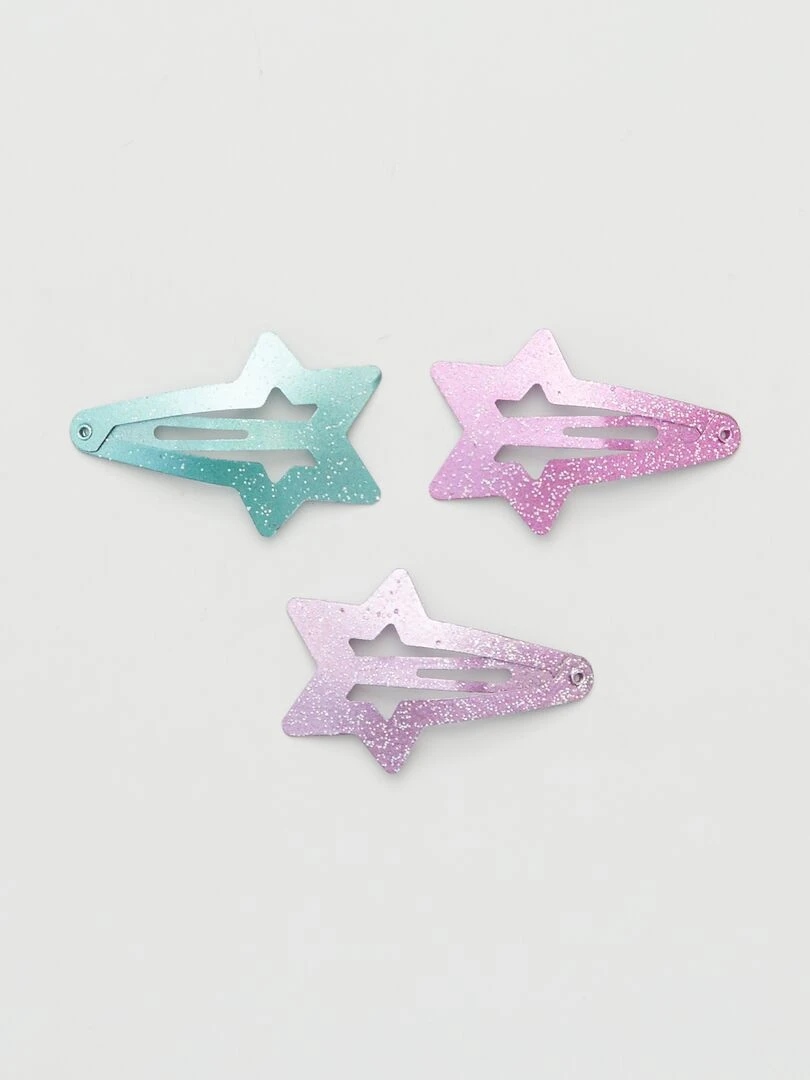 Lot de 3 pinces + 4 élastiques fantaisie   Rose