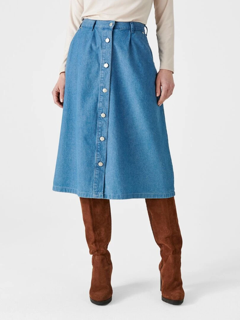 Jupe pur coton Damart Bleu