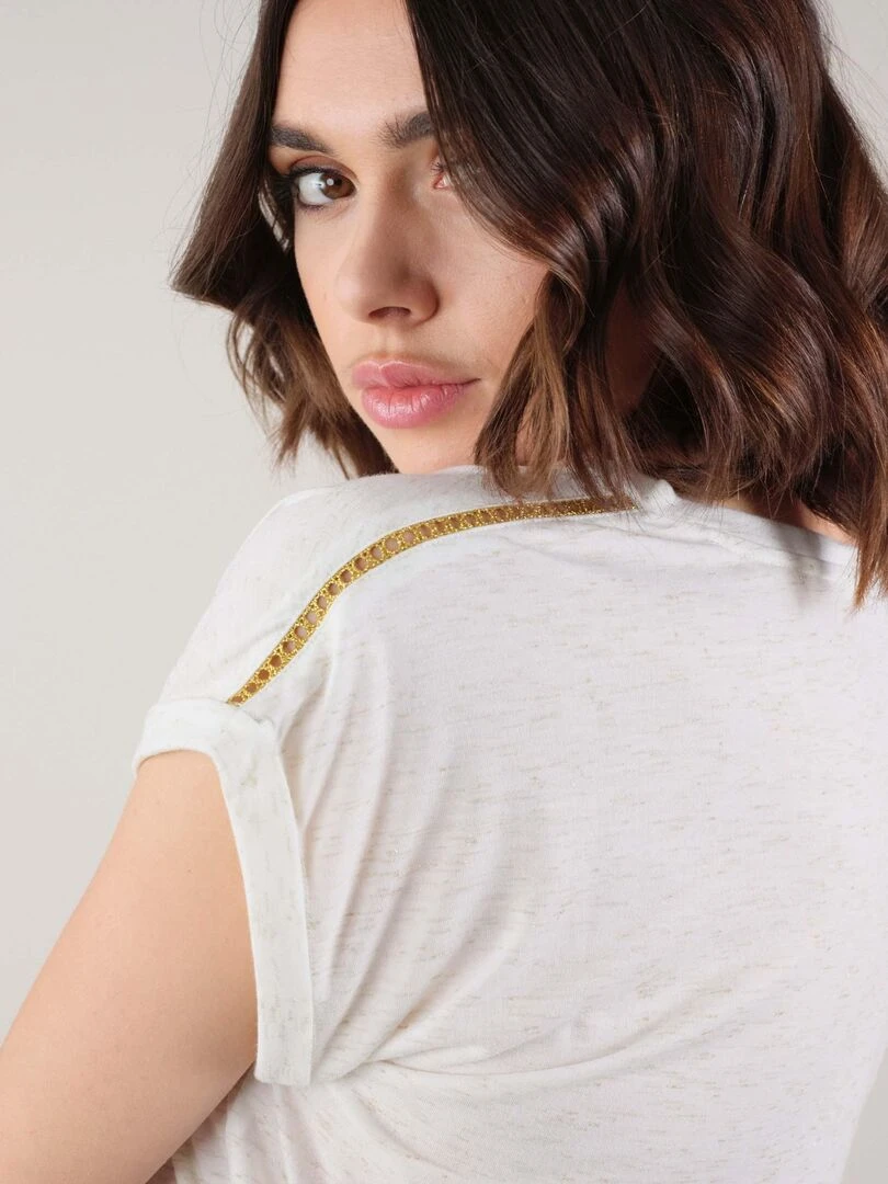 T shirt basique fantaisie pour femme 'Deeluxe'   Blanc