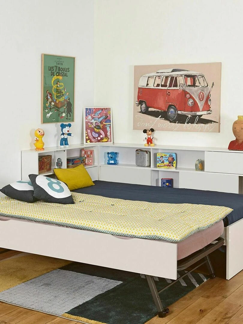 Pack lit cosy gigogne avec 2 matelas Play AKITEN RETAIL Blanc Blanc