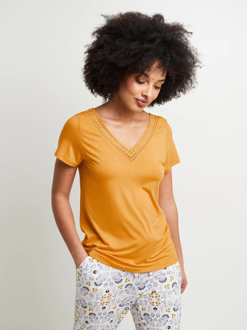 Tee shirt manches courtes Camille RougeGorge Lingerie Jaune