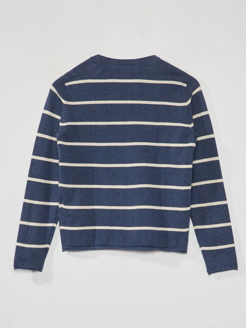 Pull léger à col tunisien Bleu