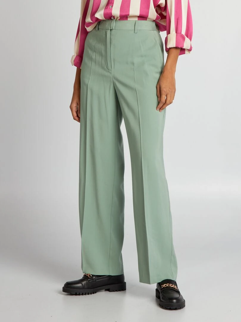 Pantalon droit taille haute   Vert olive