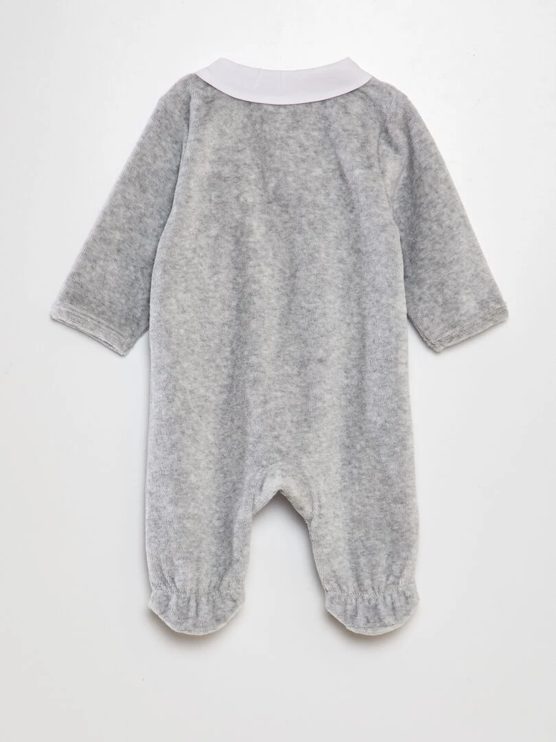 Pyjama en velours col claudine Gris