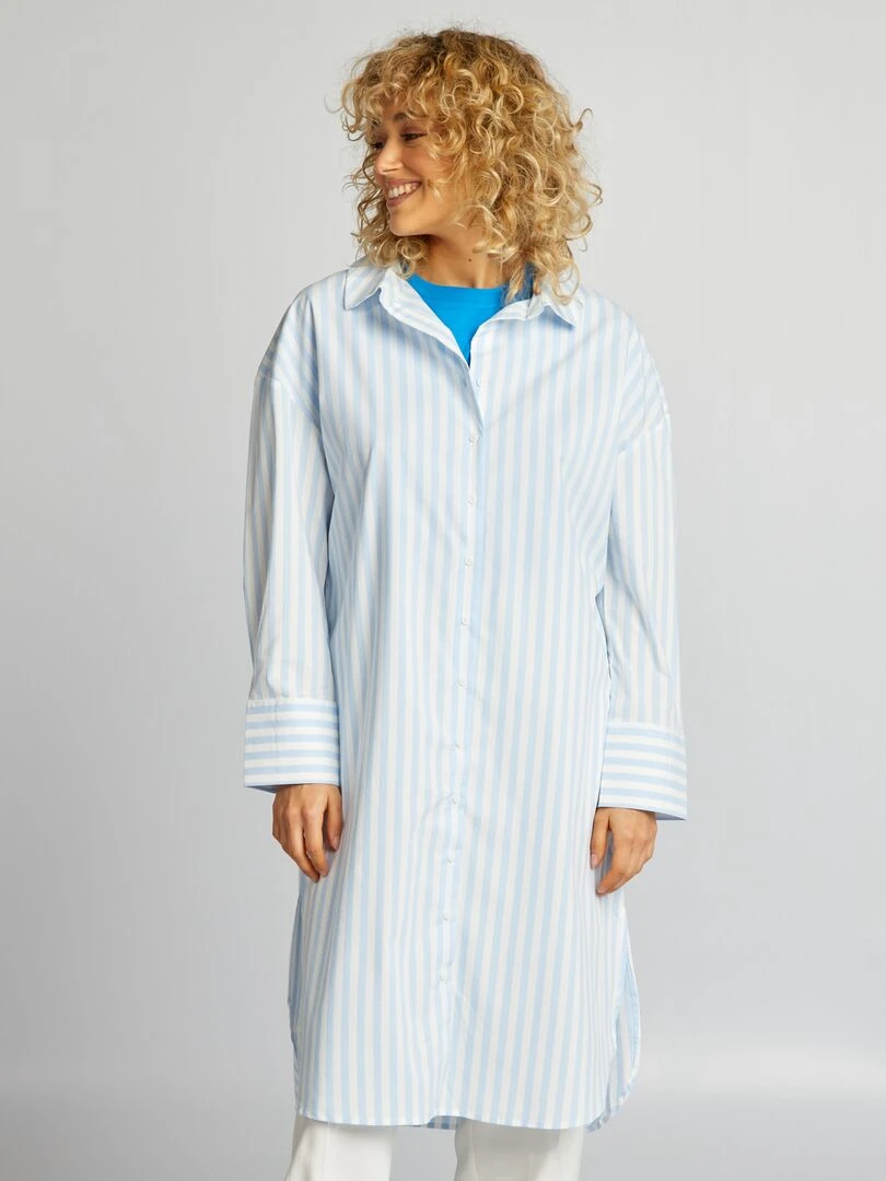 Chemise longue   Bleu rayé