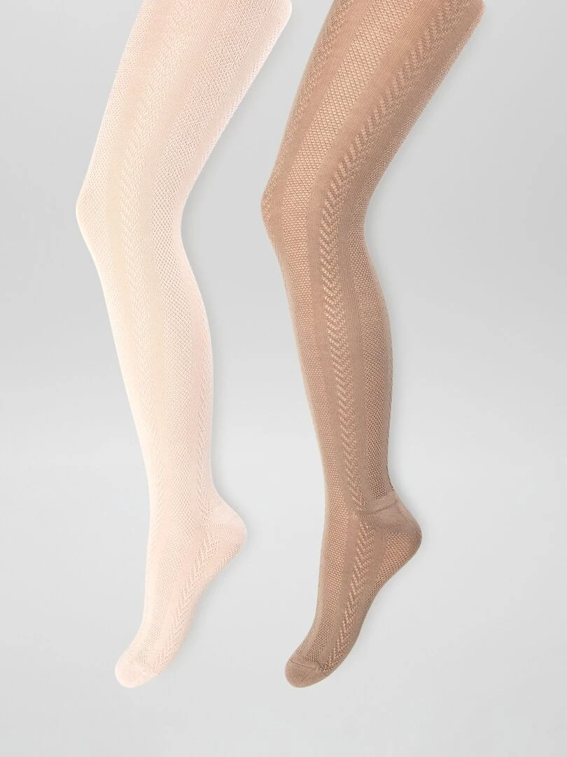 Lot de 2 paires de collants en maille fantaisie Rose