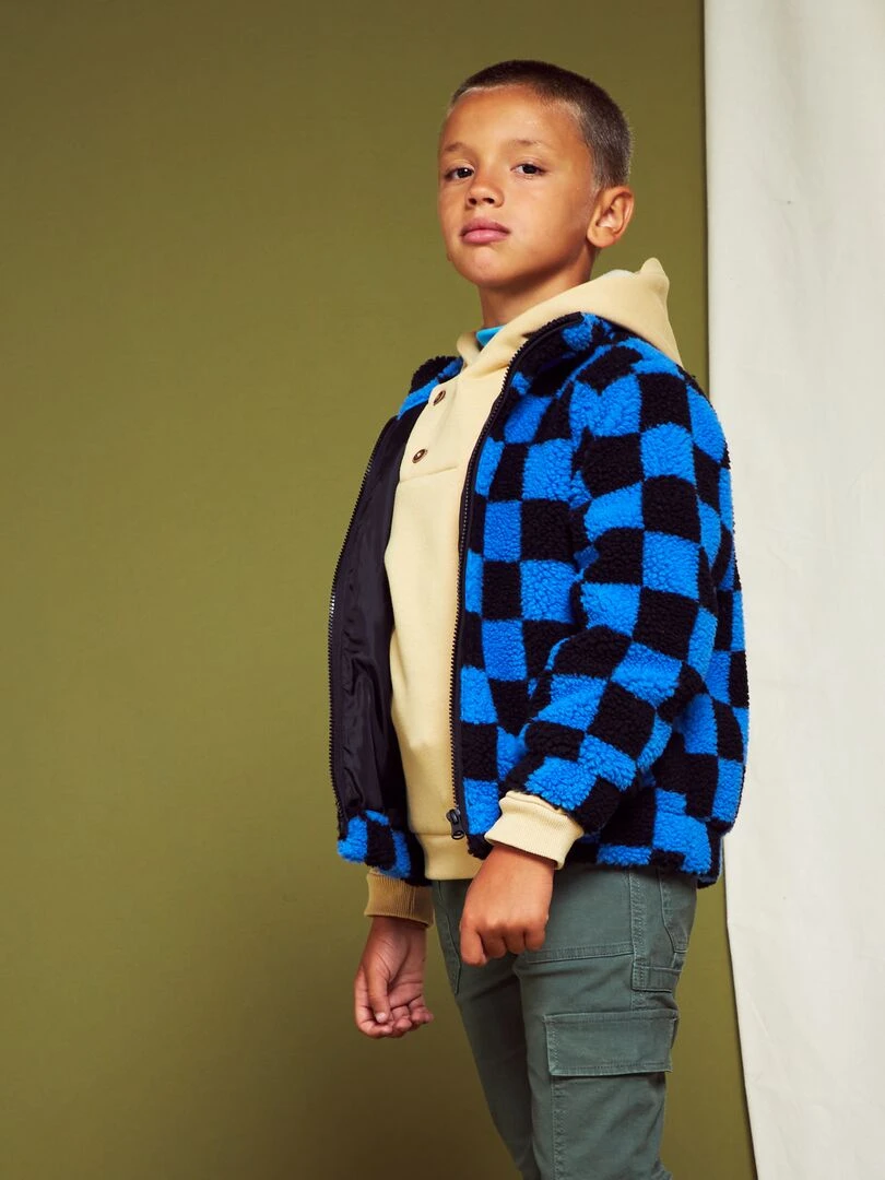 Veste en sherpa à motif   Bleu