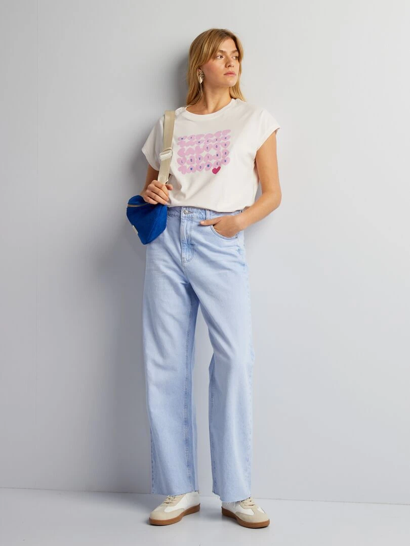 T shirt en coton avec imprimé Rose clair