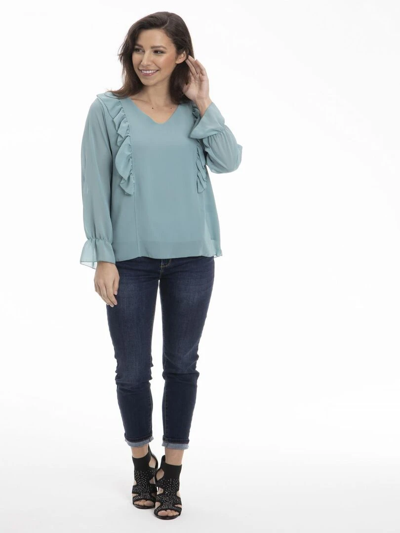Chemise col tunisien CAROLE Gérard Pasquier Vert d'eau