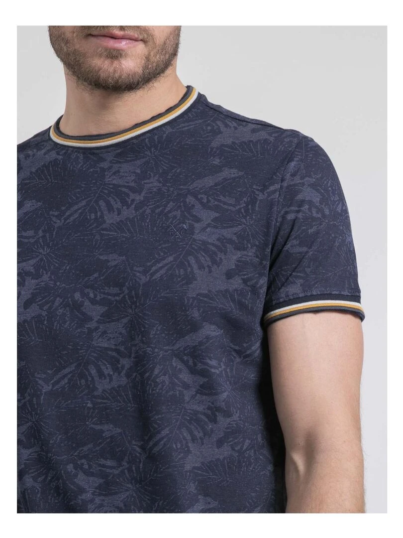 T shirt col rond pur coton NADOMAX   Bleu marine