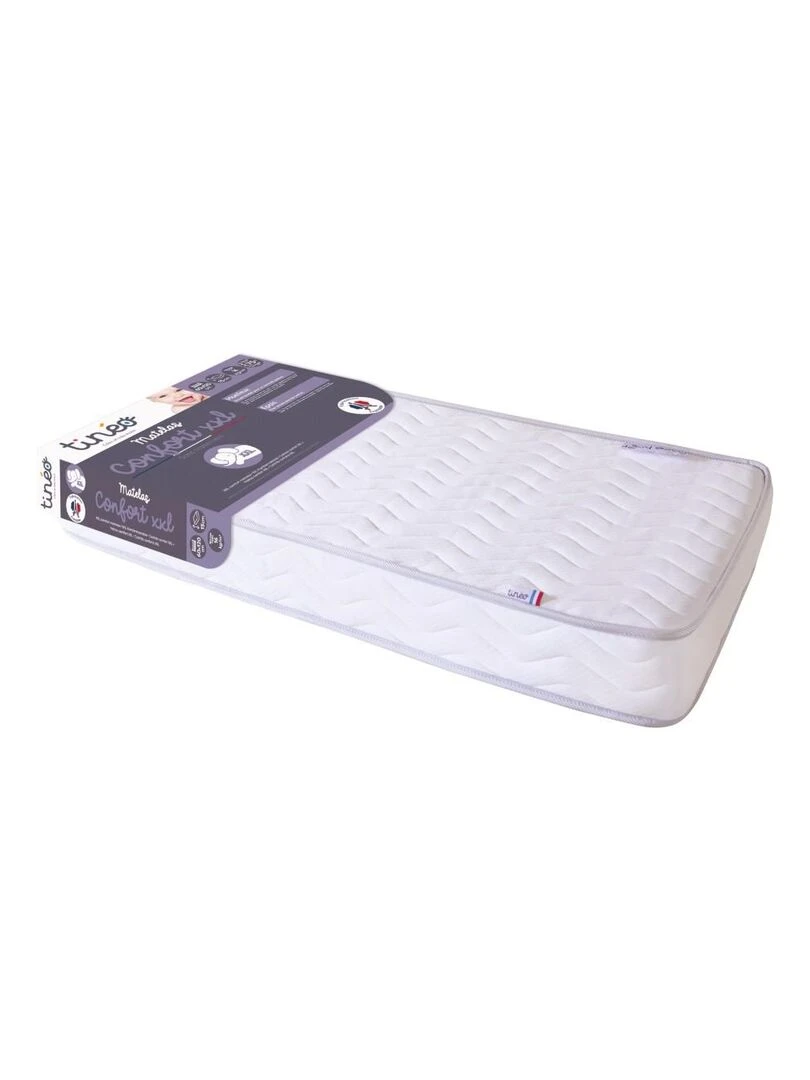 Matelas bébé Confort XXL   60 cm x 120 cm x 15 cm   Blanc