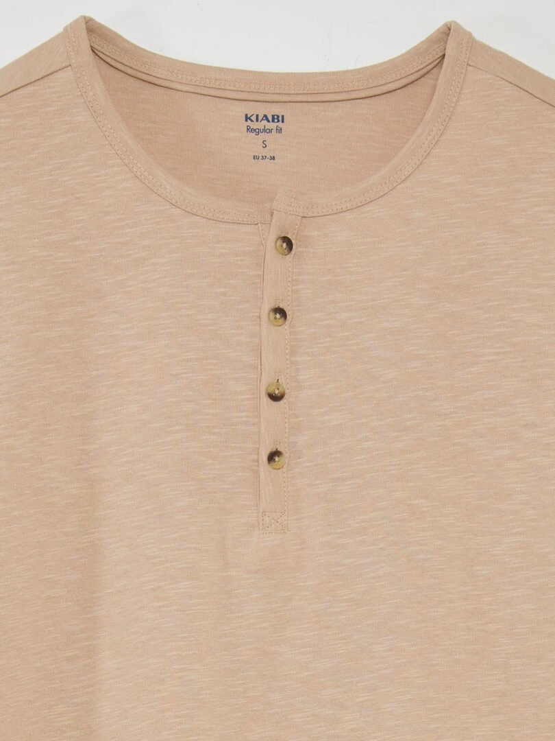 T shirt en jersey à col mao   Beige