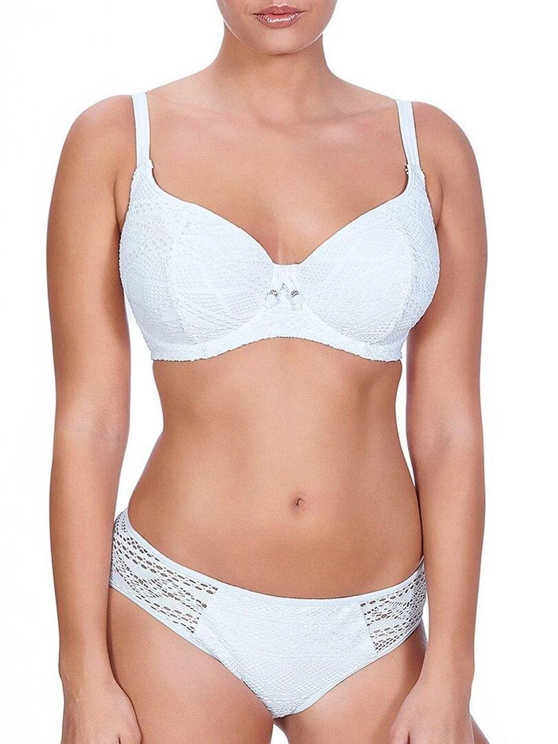 Haut de maillot de bain maille crochet à armatures Sundance Blanc