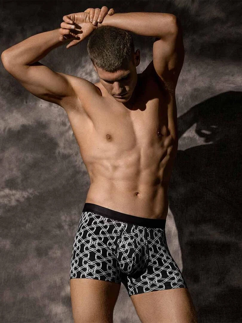 Boxer imprimé fantaisie en lyocell I am Wonderful   Noir