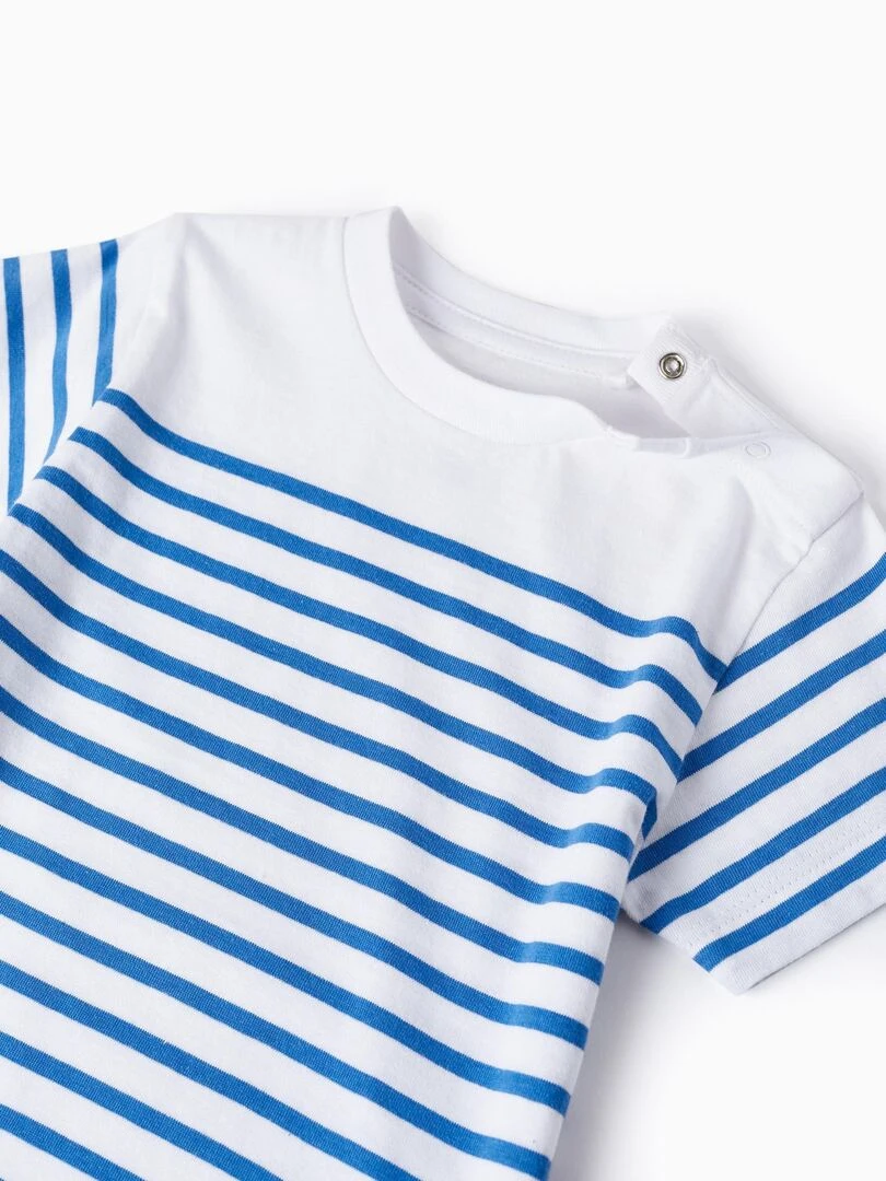 T shirt en Coton à Rayures pour Bébé Garçon manches courtes   Bleu