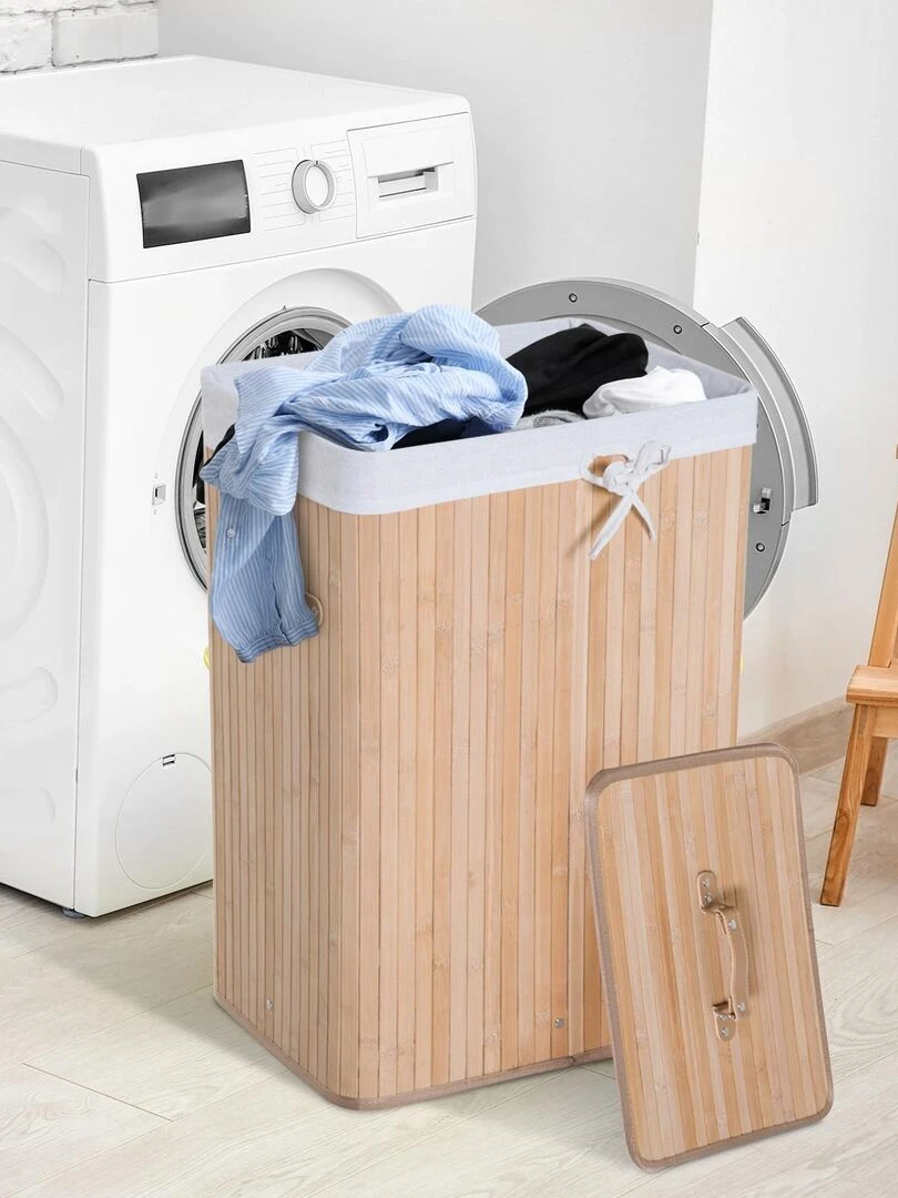 Panier à linge bambou beige Beige