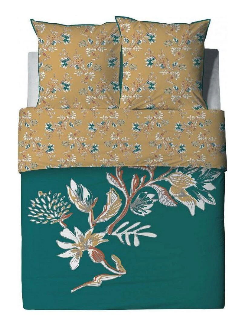 Housse de couette 220x240 cm + 2 taies d'oreiller 63x63 cm Coton Motueka   Vert