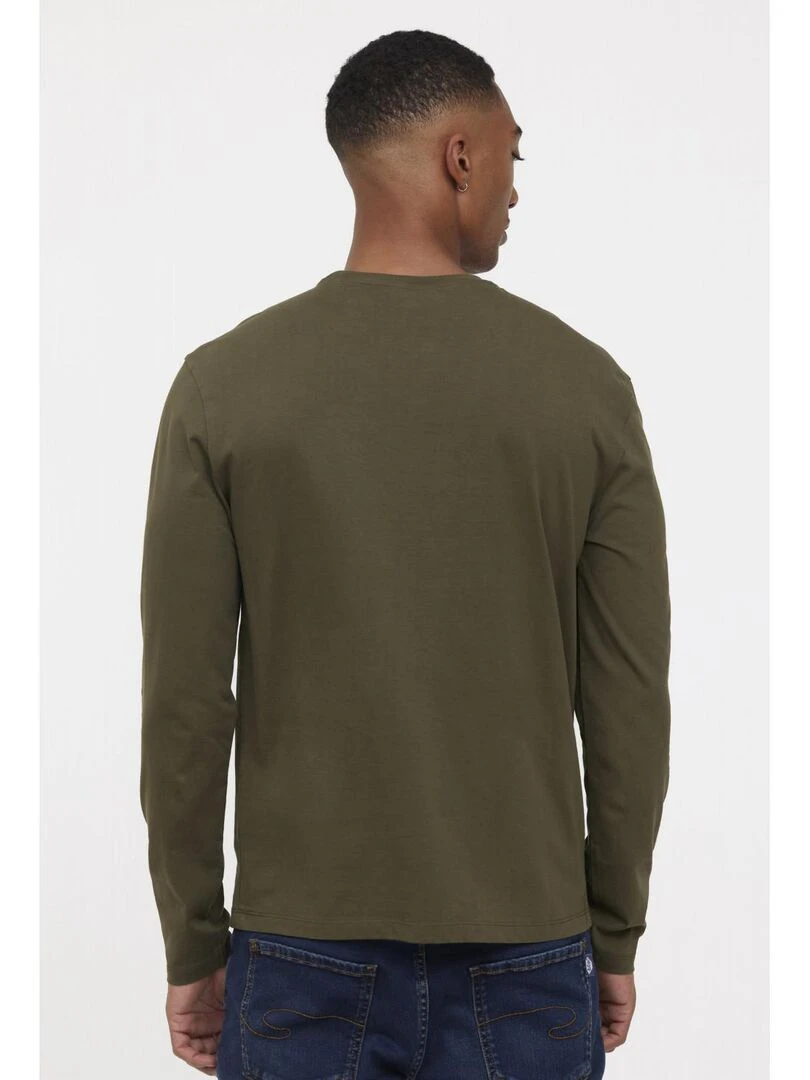 Lee Cooper   T Shirt manches longues coton regular ACACH   Kaki