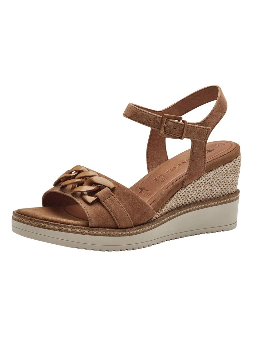 Sandales Compensée Cuir Tamaris   Marron