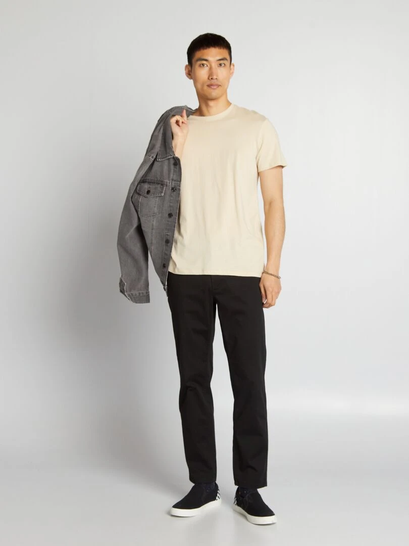 T shirt droit en jersey uni   beige