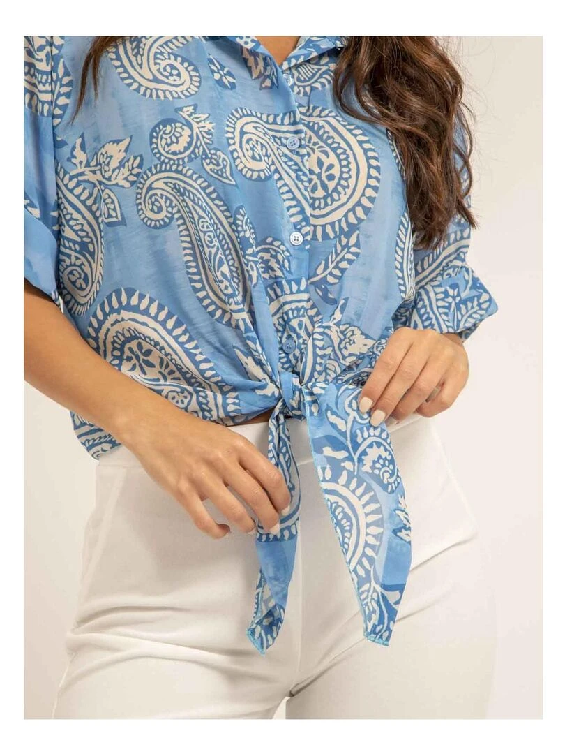 Chemise manches courtes motifs OPILINA   Bleu