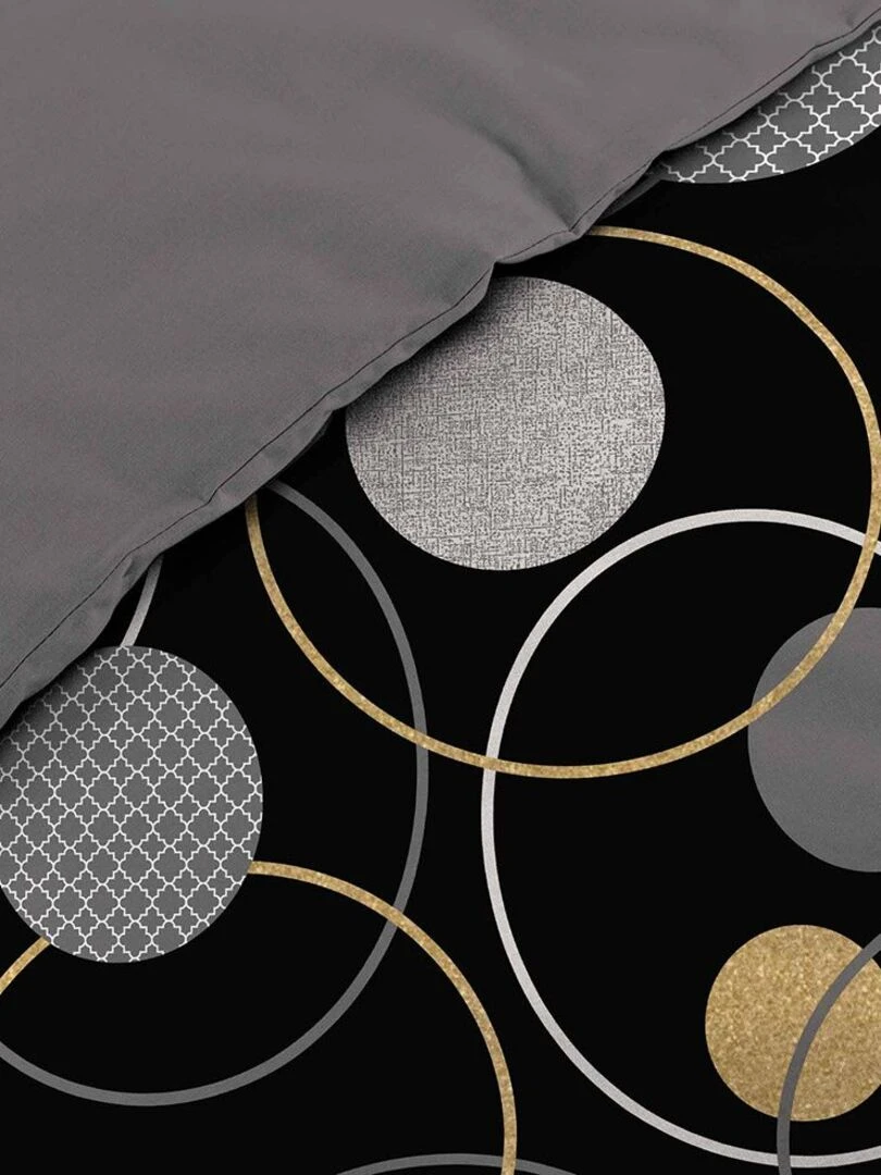 Housse de couette 240x220 + 2 taies métallisé Milor coton 57 fils Noir