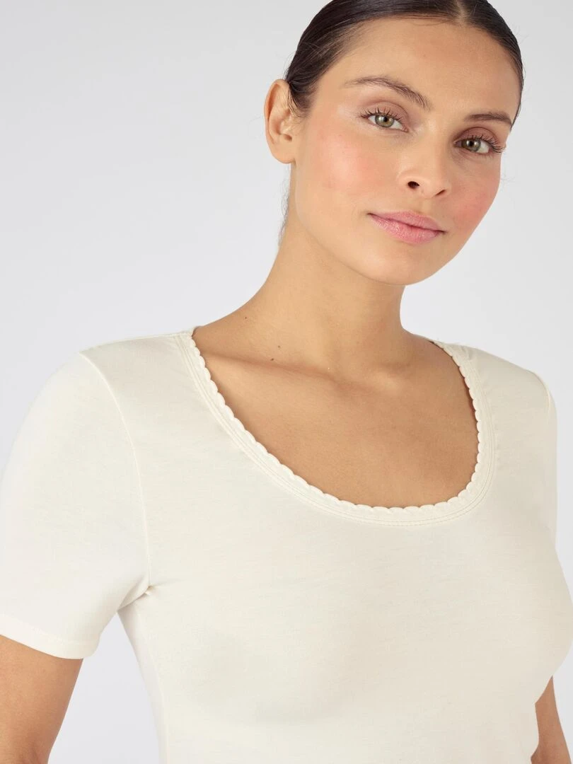 T shirt manches courtes thermorégulant Evolutyl   Damart   Blanc Ecru Blanc