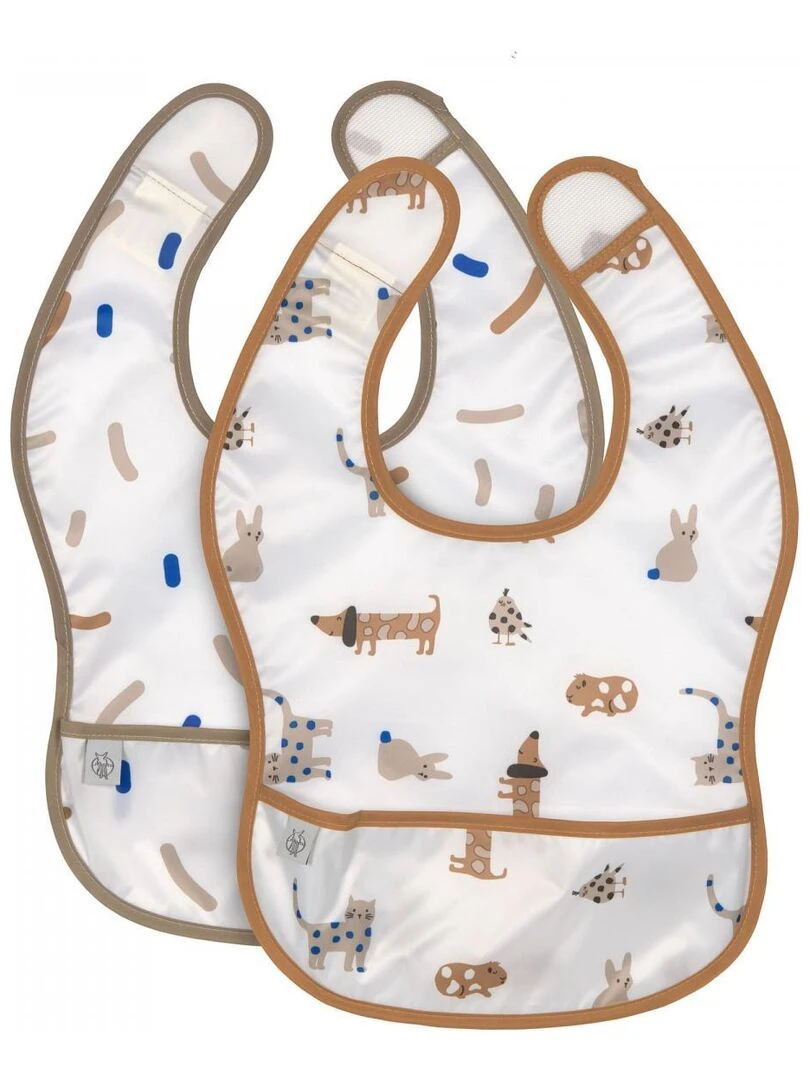 Lot de 2 bavoirs avec poche Little Mateys bleu roi Bleu