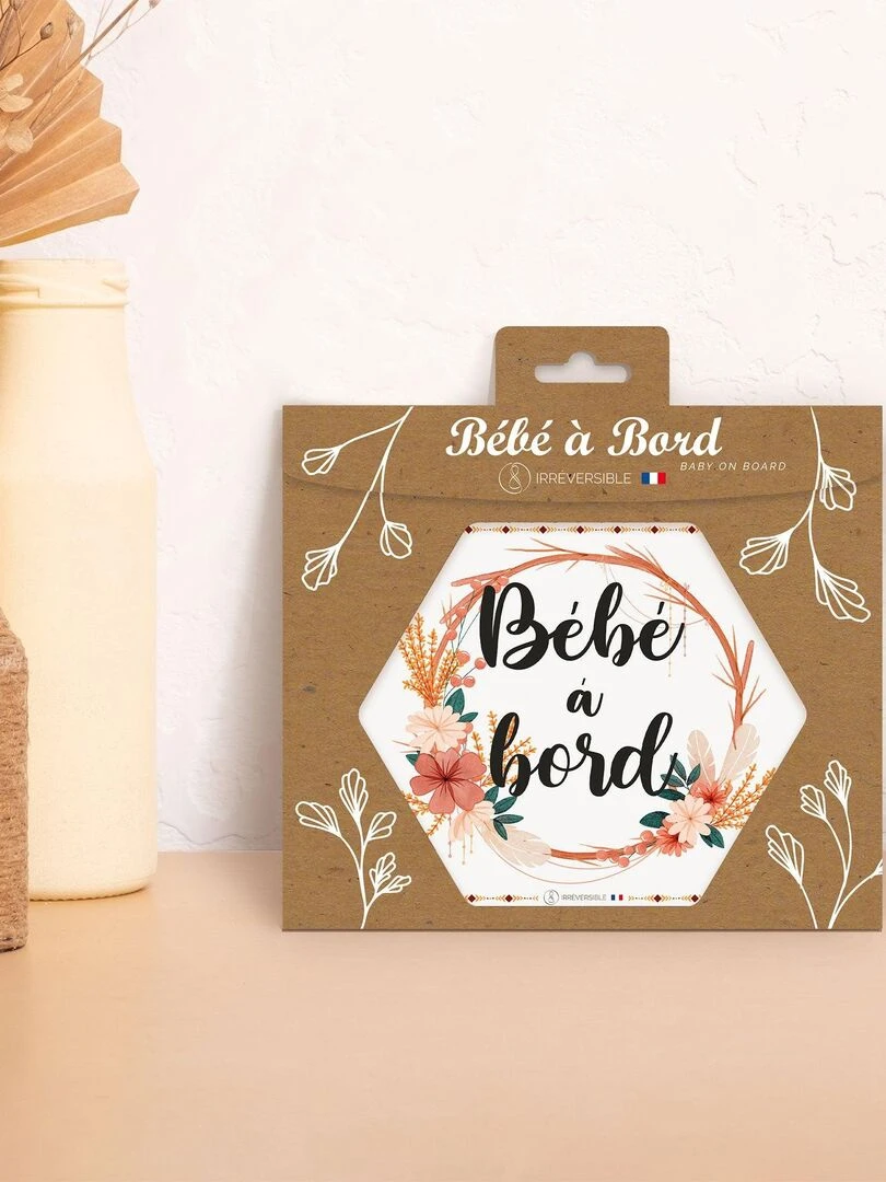 Adhésif / Autocollant bébé à bord   Bohème   Rose