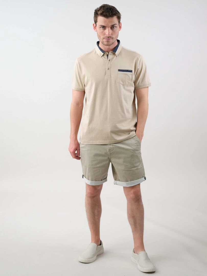 Polo uni pour homme 'Deeluxe' Beige gris