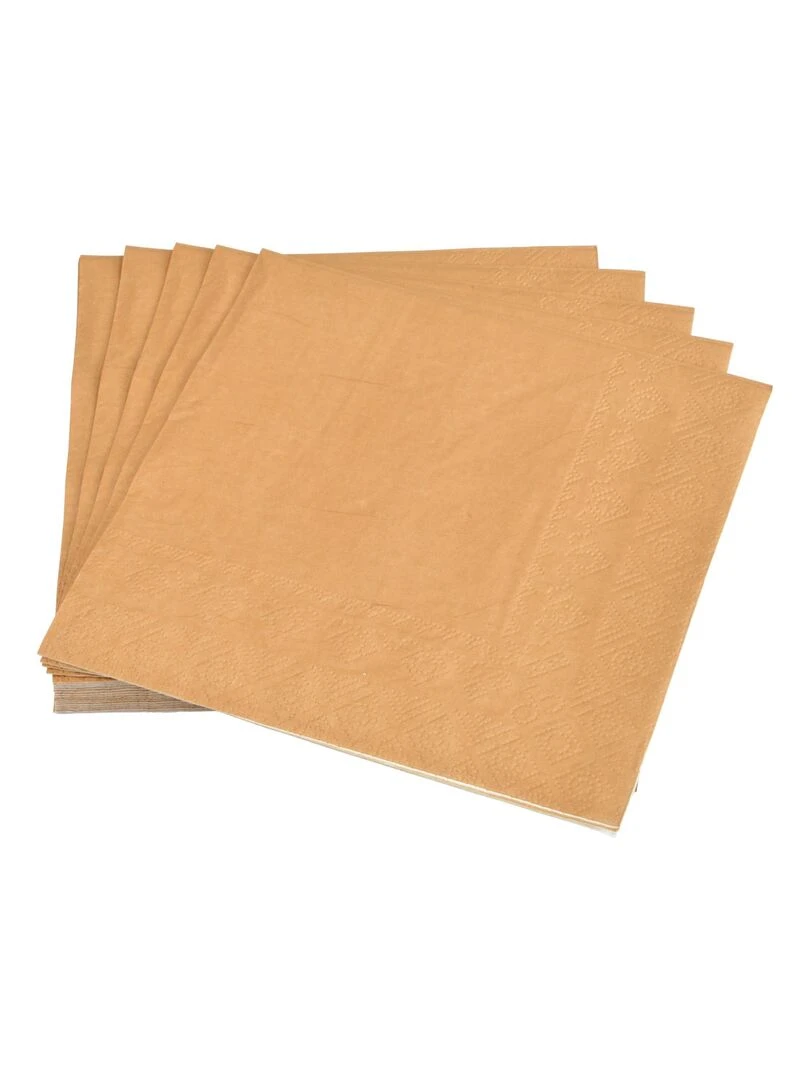 Lot de 20 serviettes en papier Tendance Uni Marron