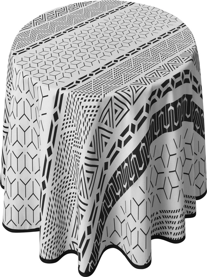 Nappe Anti taches Graphic Ovale 150 x 240 cm Noir Blanc