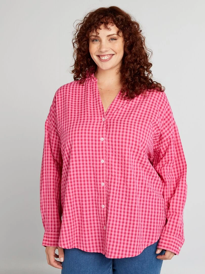 Chemise à carreaux vichy   Rose