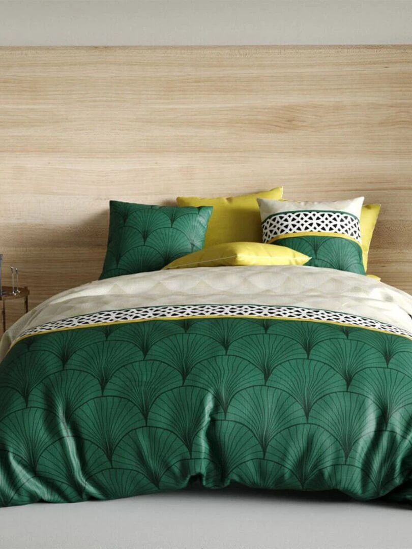 Housse de couette 240x220 Hope + 2 taies 100% coton 57 fils   Vert
