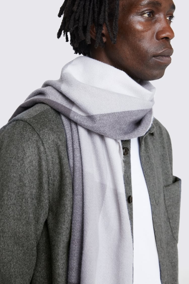 Grey & Taupe Battenberg Recycled Cashmiele Scarf Buy Online at Moss