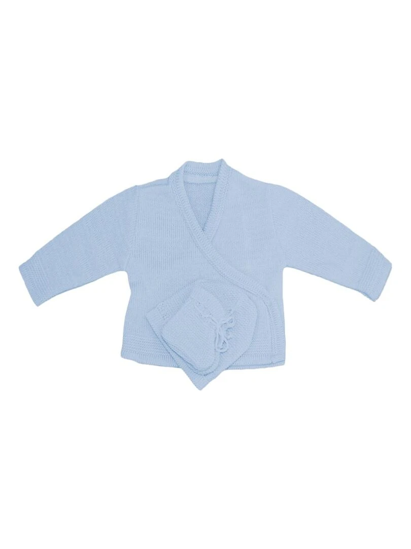 Brassière + Bonnet + Chaussons LES CHATOUNETS Bleu ciel