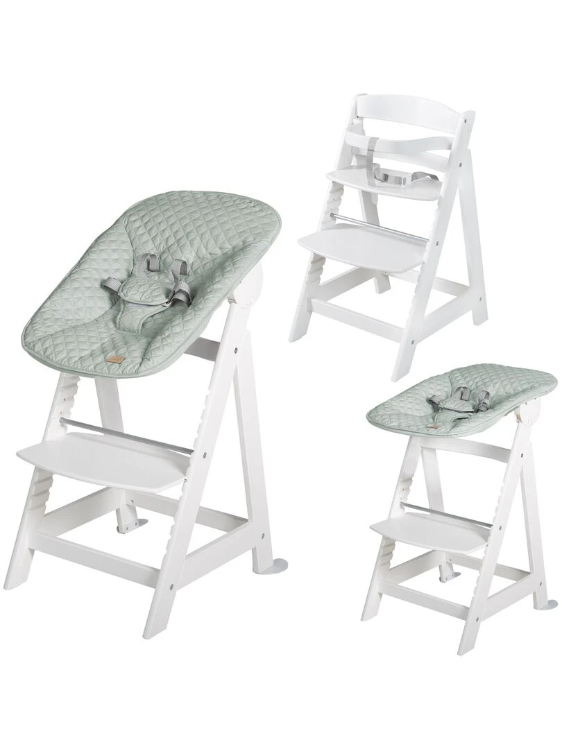 ROBA Chaise Haute Évolutive "Born Up" + Transat "roba Style" Blanc/Vert Blanc