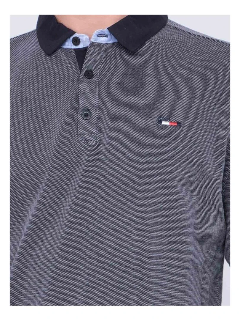 Polo manches longues pur coton PAXELI   Bleu marine