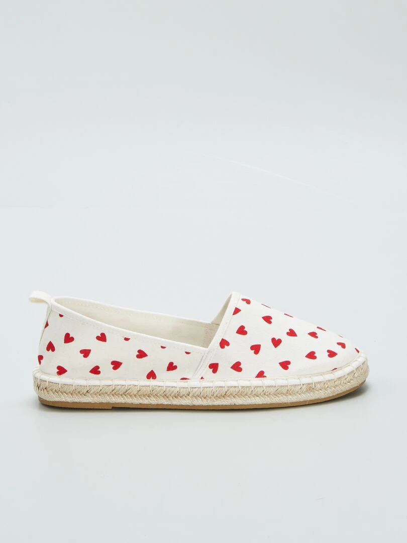 Espadrilles en toile cœurs Rouge